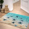 JAWO Turtle Ocean Beach Themed Rugs - Sea Turtle Bathroom Rugs with Seashells and Starfish - Absorbent for Kitchen, Bedroom, Living Room (17"X29")
