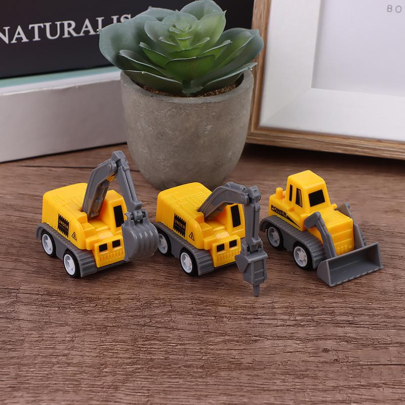 5Pcs/Set Educational Children'S Toy Building Blocks Engineering Vehicle Model Mini Cars Excavator Crane Dump Truck