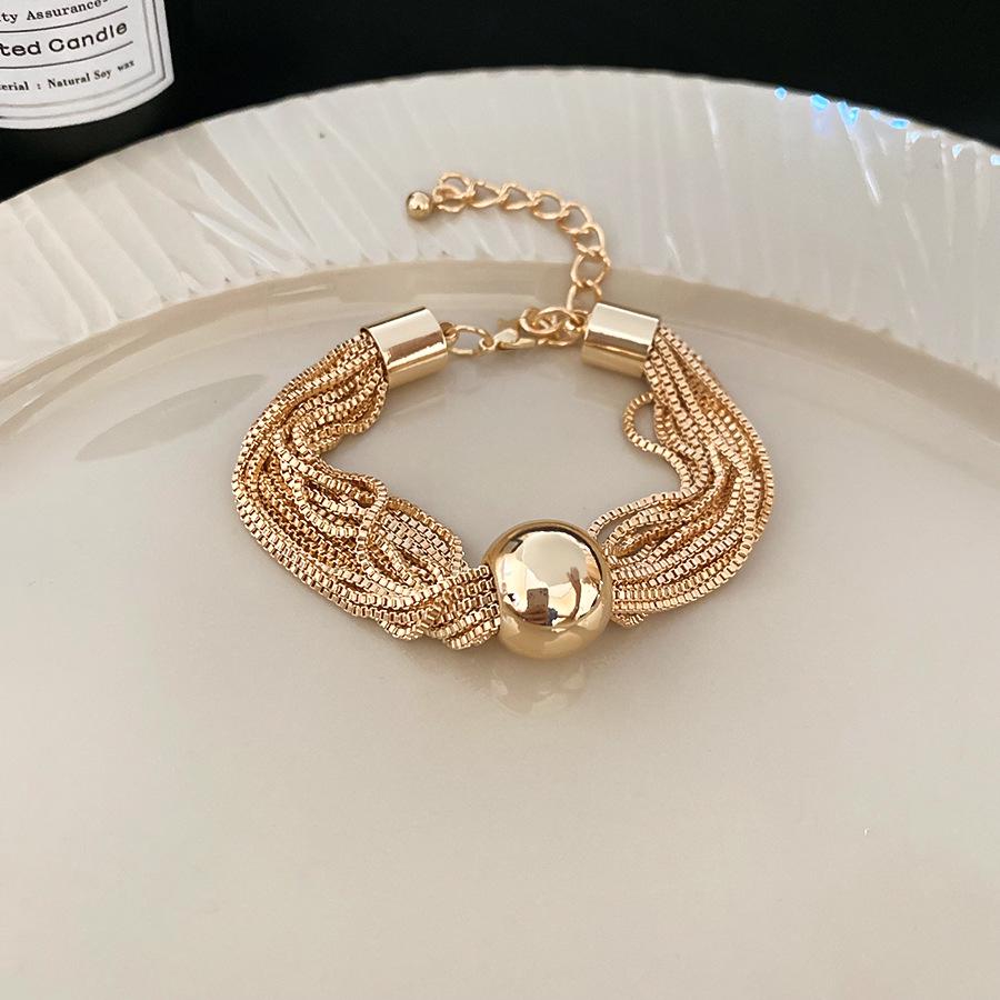 Metallic Round Ball Multi-layer Chain Necklace & Bracelet - High-End Cold Style Jewelry