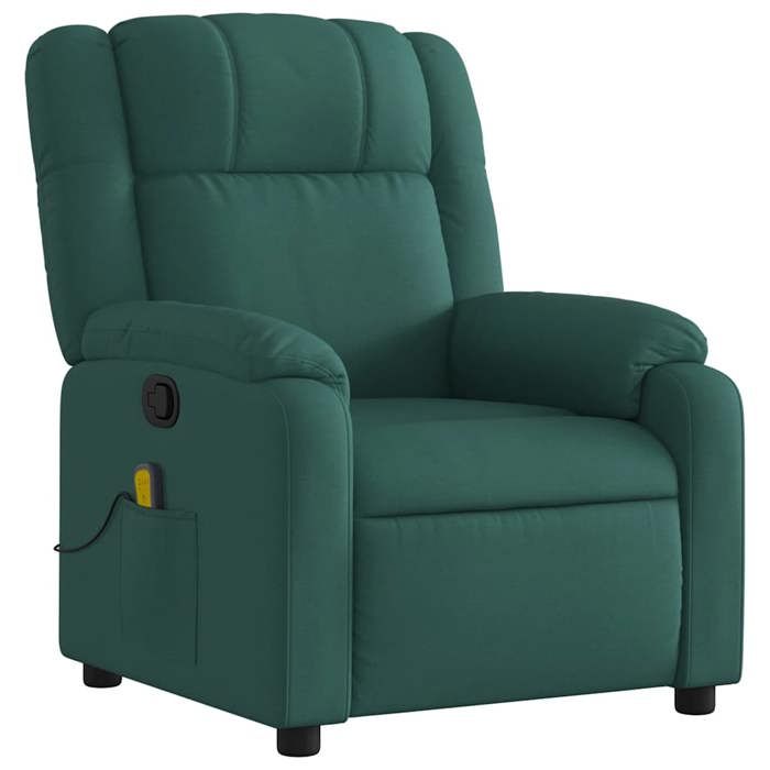 VidaXL Reclining Massage Armchair Dark Green Fabric 373554