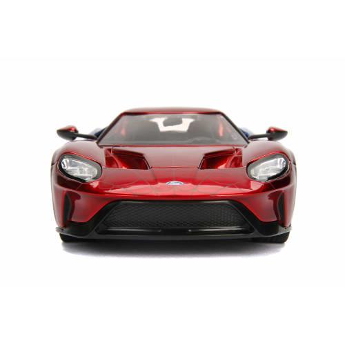 Jada 99725 Hollywood Rides 2017 Ford GT Spider-Man Figure, 1:24 Scale, Red/Blue