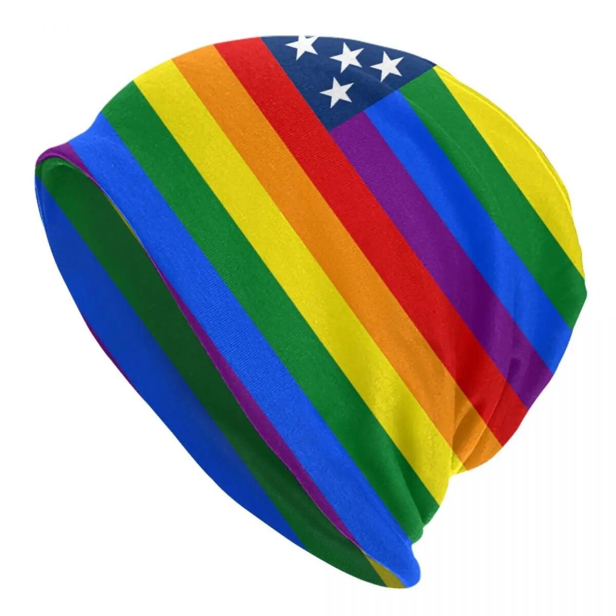 

Rainbow LGBT Pride America Flag Skullies Beanies Caps Unisex Women Unisex Street Winter Warm Knitted Hat Gay Lesbian Bonnet Hats