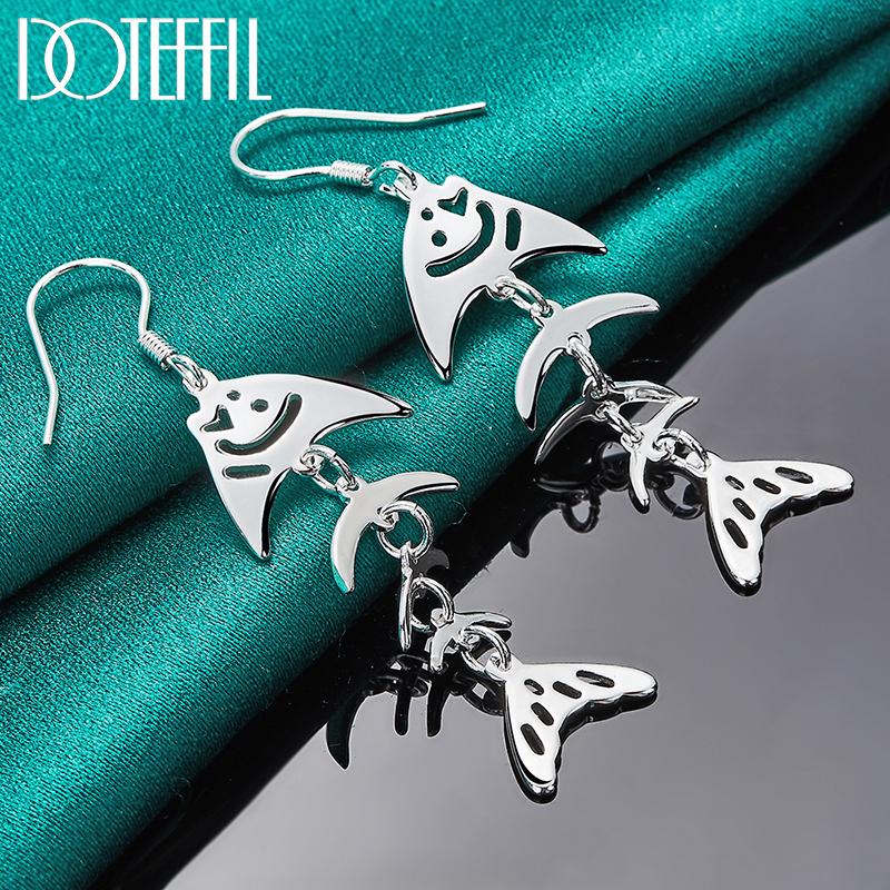 Fish Bone Earrings Silver Fashion Jewelry