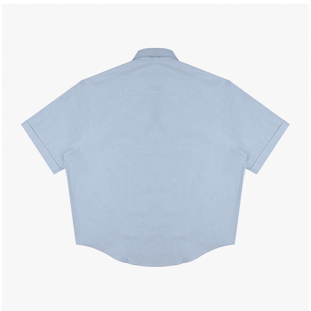 Ami Small Heart Logo Oxford Boxy Fit Short Sleeve Men S Shirt Co0031 4502