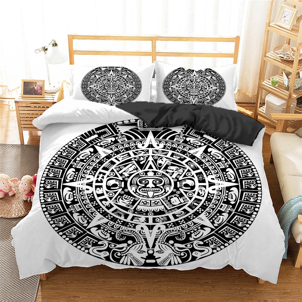 

Comforter The Ancient Aztec Calendar Print Bedding Set Mayan Culture Polyester Queen Bed Set Comforter (quilt)-EU Single(135*200cm)3pcs