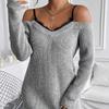2024 Autumn European & American Women's Pure Desire Lace Spliced Two-Piece Sweater