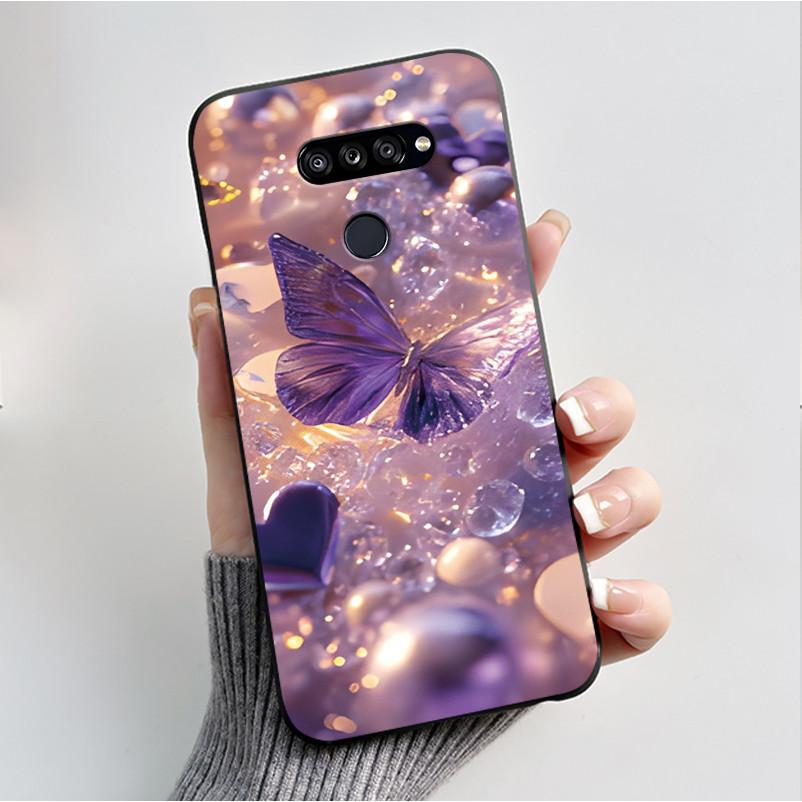 Weiche Hülle für LG K50S K40S Handyhülle LMX540HM LM-X540 LMX430HM LM-X430 Modischer Schmetterling Blume Schwarzer Silikon-Stoßfänger Abdeckung