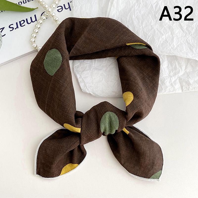 56Cm Ladies Headband Cotton Linen Square Scarf Korean College Girls  Elegant Neck Scarves Sun Protection Headscarf