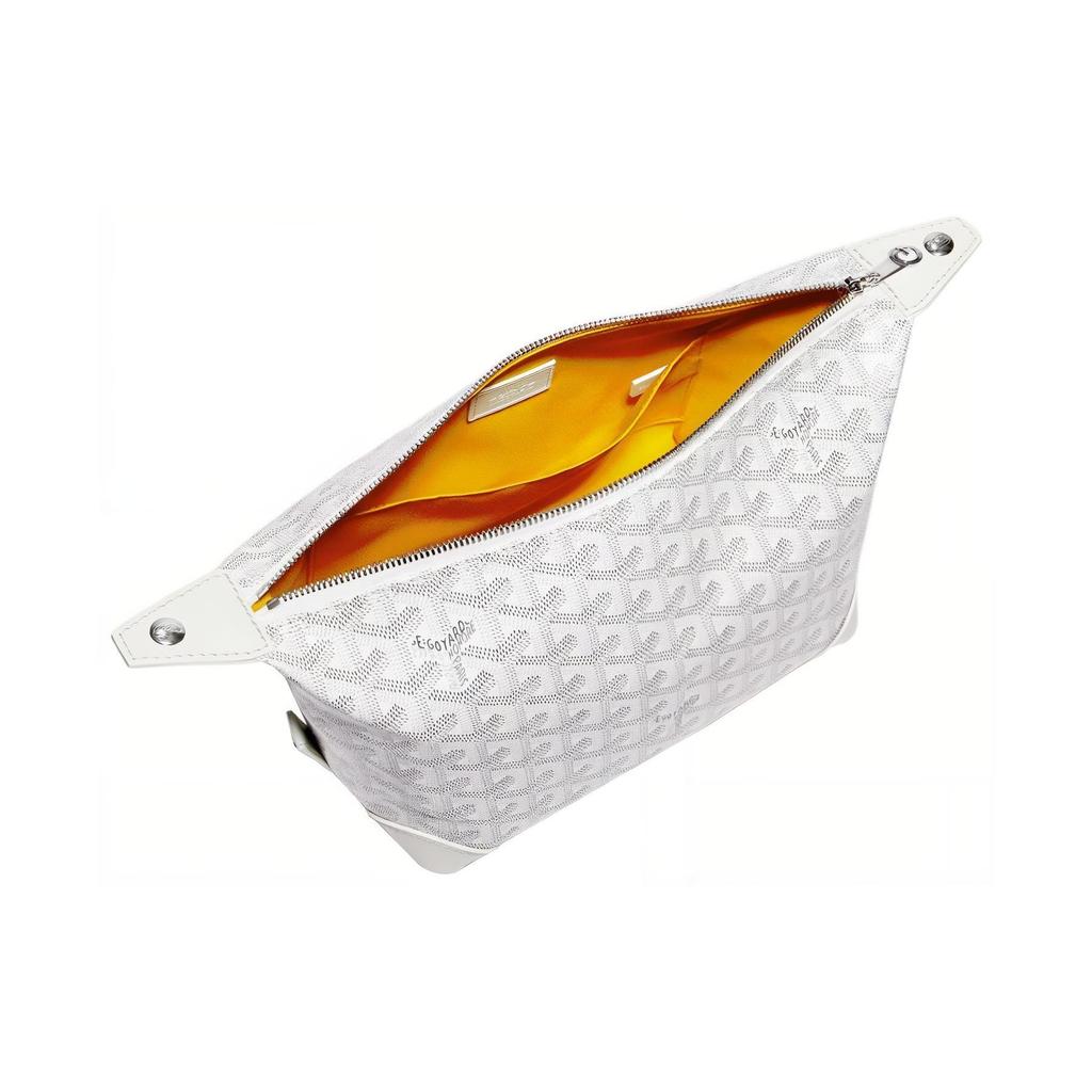 Goyard Monogrammed Zippered Canvas And Calfskin Travel Toiletry Bag Unisex Toiletry Bag White BOEING025TY-50CL50P