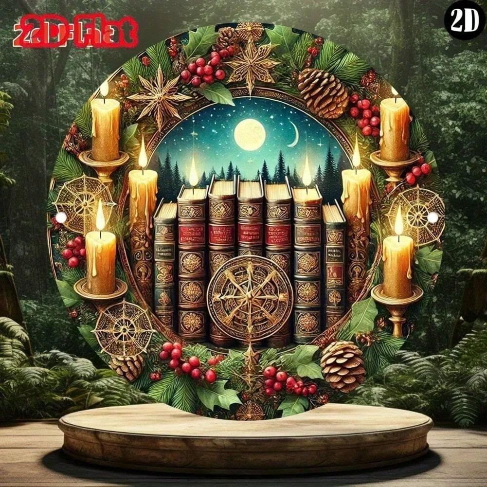 

Vintage Round Metal Tin Sign, Retro Wall Art for Bar Cafe Beach House Decor, Flat 2D Christmas Holiday Painting 20x20 різнокольоровий