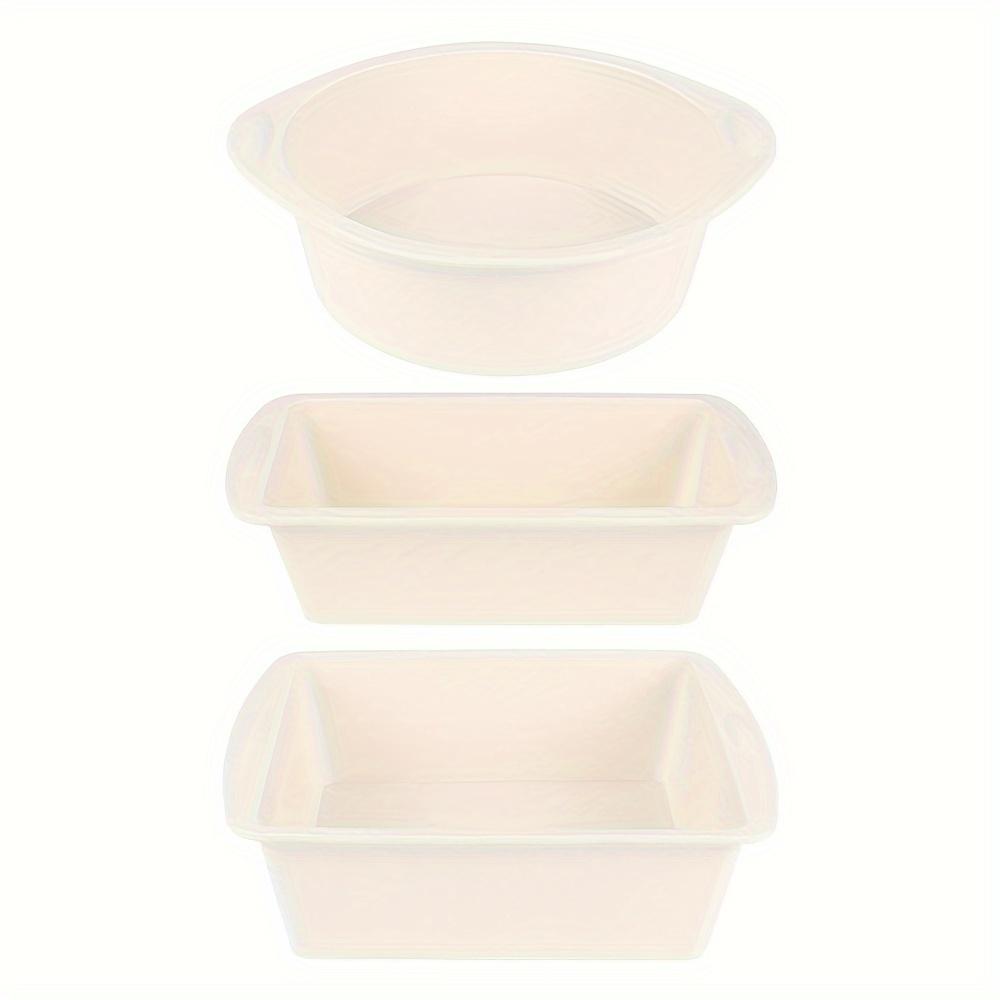 

[Антипригарне силіконове випікання] 3 шт. Барвистий антипригарний силіконовий набір для випікання | Круглі та квадратні форми для торта, форма для хліба - Термостійкі, Легко миються - Ідеально підходять для тортів, хліба 3pcs білий