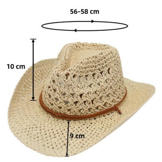Unisex Retro Western Cowboy Strohhut - Ethnischer Stil für Outdoor-Reisen
