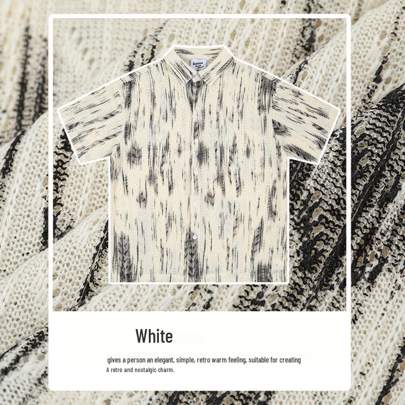 

Японская ретро футболка тай-дай: Коллекция Весна/Лето 2025 Унисекс - Дерзкий Ажурный Жаккардовый Дизайн XXL грязно-белый