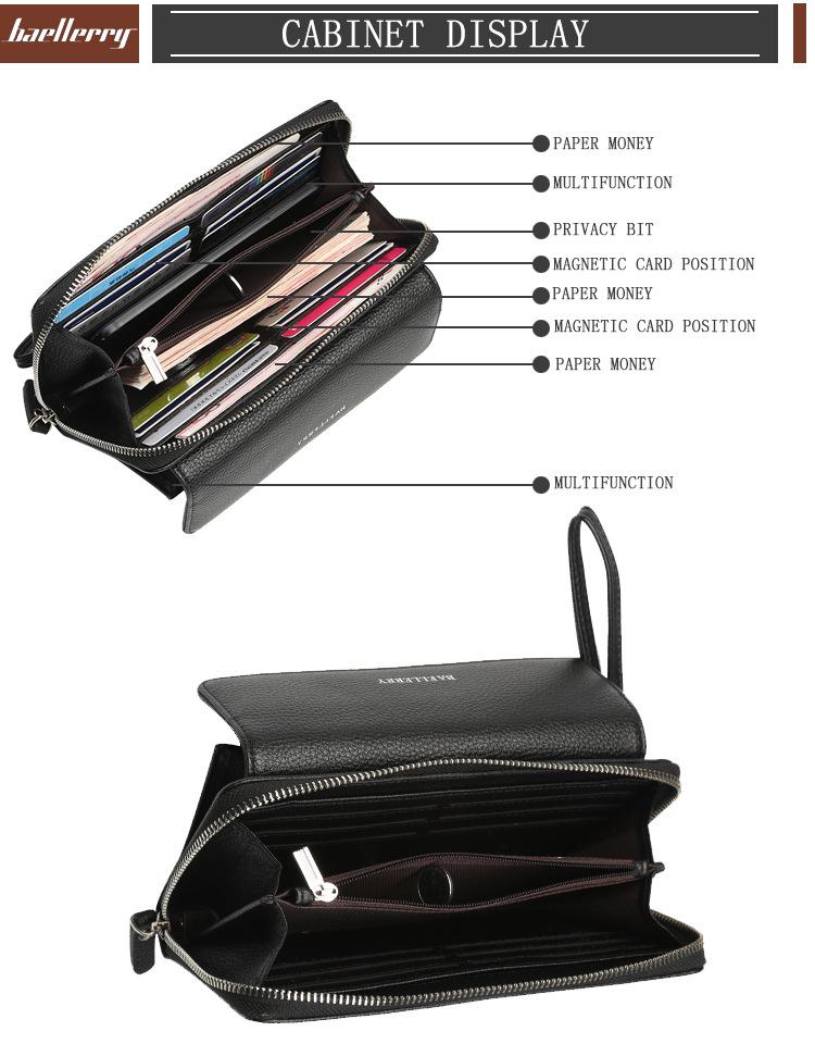 Men's Large Capacity Business Clutch Wallet with Zipper and Multi-Card Slots - High-End Trendy Handbag