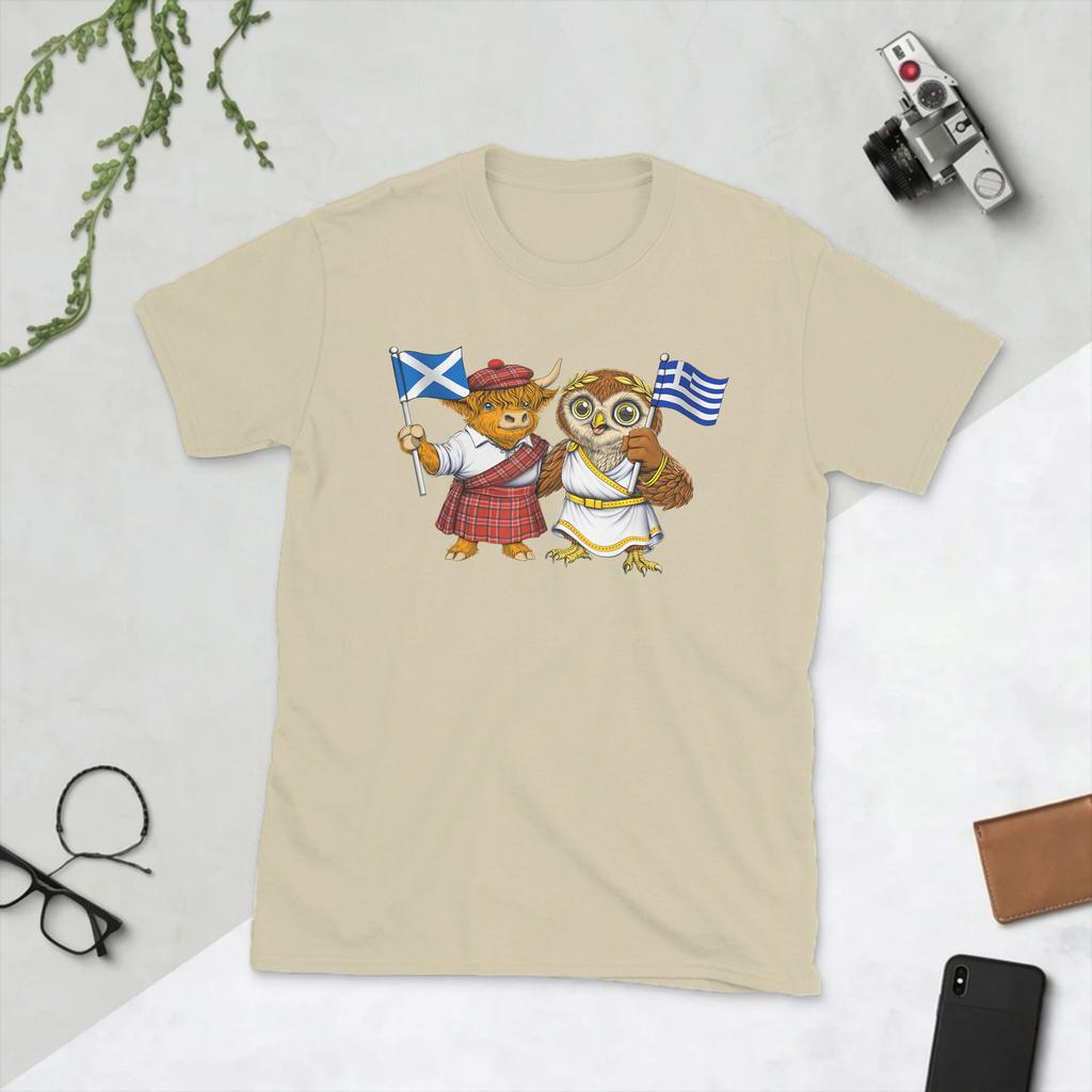 Awesome Scottish Greek Roots Scotland Greece Flag Tshirts For Unisex Round Collar Cotton T Shirt Short Sleeve Tee Shirt New Tops