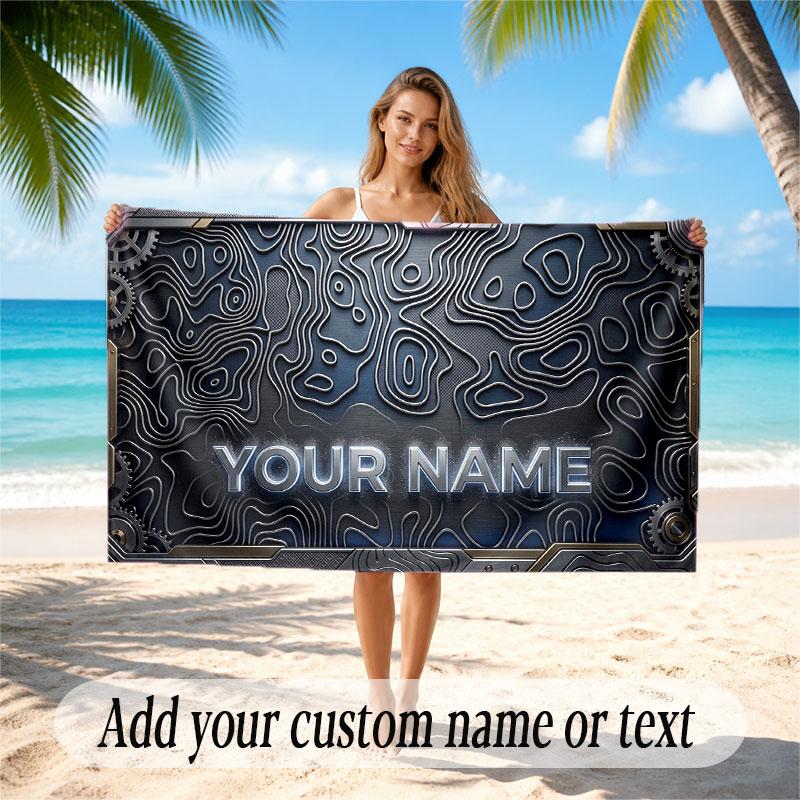 Decorative Artwork Theme Soft Beach Towel Personalized Custom Name Text Towel Portable for Beach Pool Travel