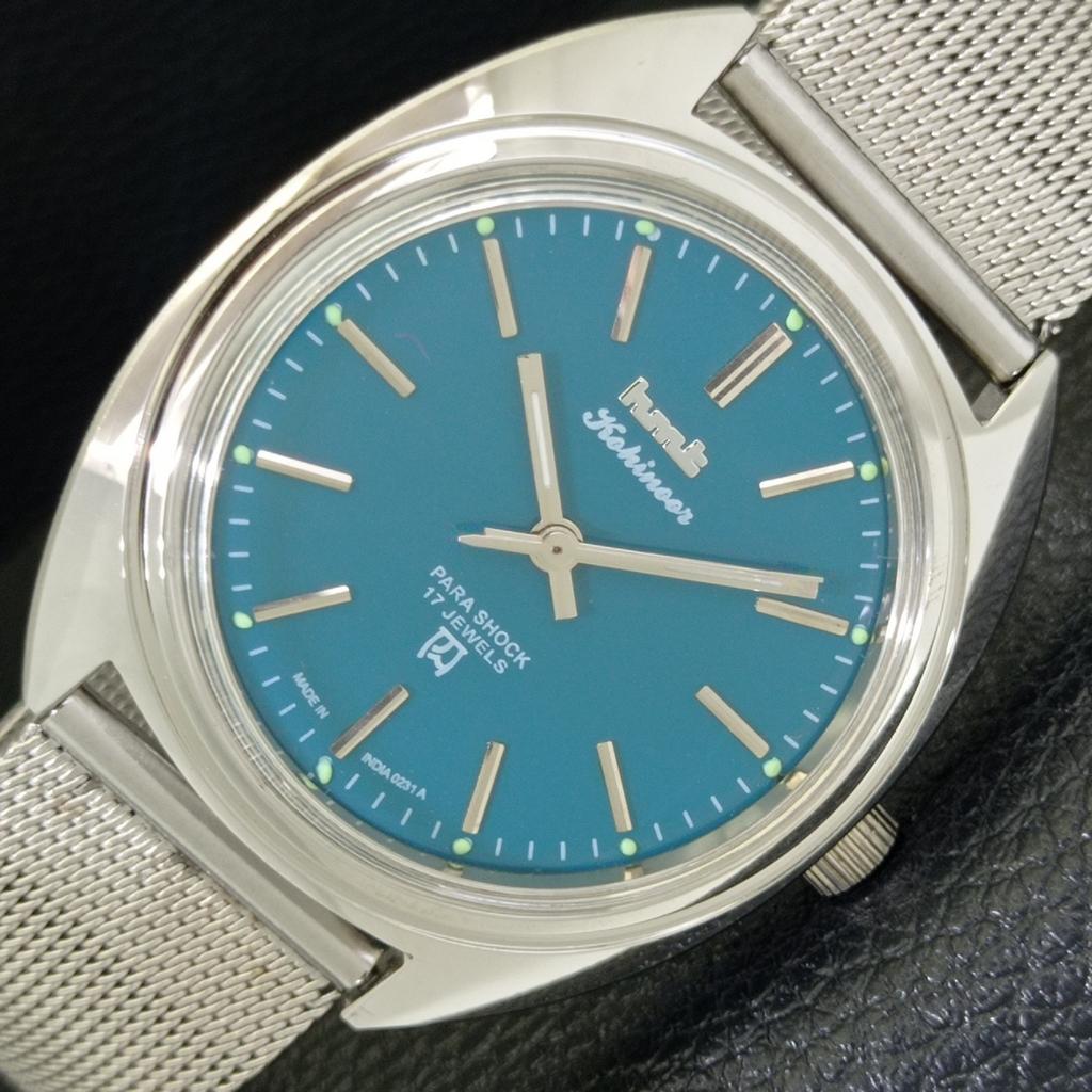 

HMT KOHINOOR VINTAGE HAND-WINDING INDIAN MENS TURQUOISE BLUE WATCH a440951-4 HT-a440951