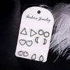 New Product, Retro Wind Moon Love Triangular Geometric Stud Earrings Set