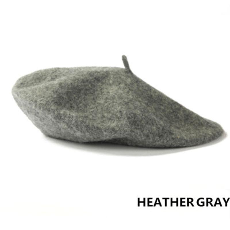 

20 стилей Однотонный Женский Шерстяной Берет Французский Художник Теплая Шапка Зимняя Шапка для Лыж Новинка HeatherGray