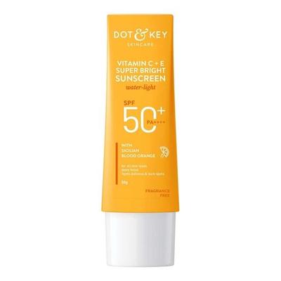 DOT & KEY Vitamina C + E Cremă solară super luminoasă SPF 50 | Protecție împotriva luminii la apă, UVA/UVB și lumină albastră|Pentru o piele uniformă și strălucitoare|Cu SPF lichid 50+++