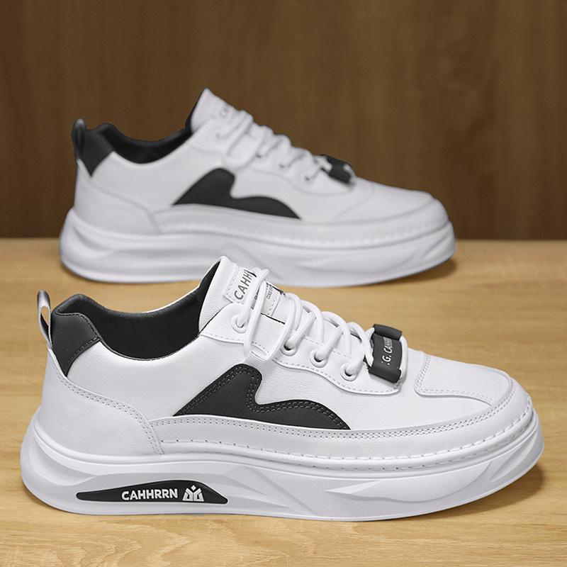 

New men s waterproof board shoes, student trend versatile casual sports shoes, youth thick-soled heightening four-season white shoes 39