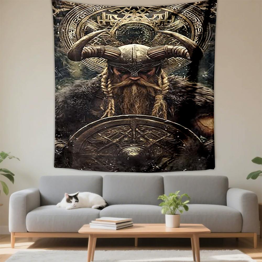 Viking Warrior Horned Shield Bohemian Tapestry Wall Tapestry for Dorm Bedroom Living Room Decor