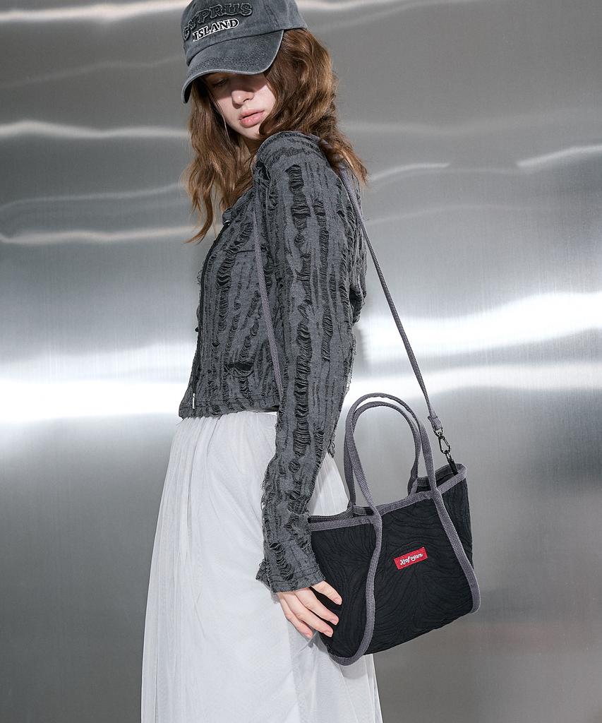 Krafyarn 2-Way Tote Bag Crossbody Bag Black Zebra