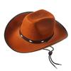 Cowboy Hat Western Wide Brim Felt Polyester Detail And Metal Embellishment Adjustable Closure