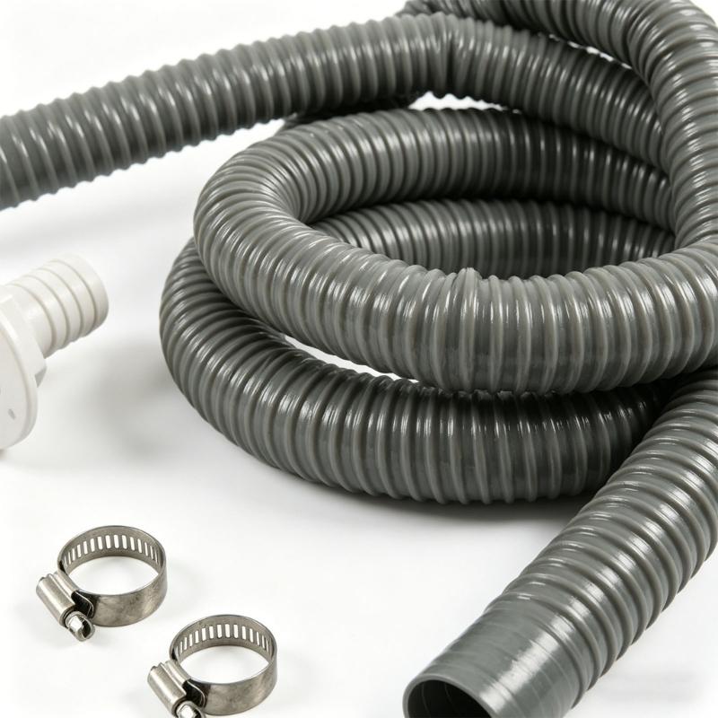 Marine ABS Plastic Drain Fitting Kit Comes With 29mm Hose Clamp And 6 Foot Corrugated Tube For Boat Bilge Pump System