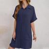 Modisches Damen-Sommerkleid mit V-Ausschnitt und Knopfleiste, kurzärmlig