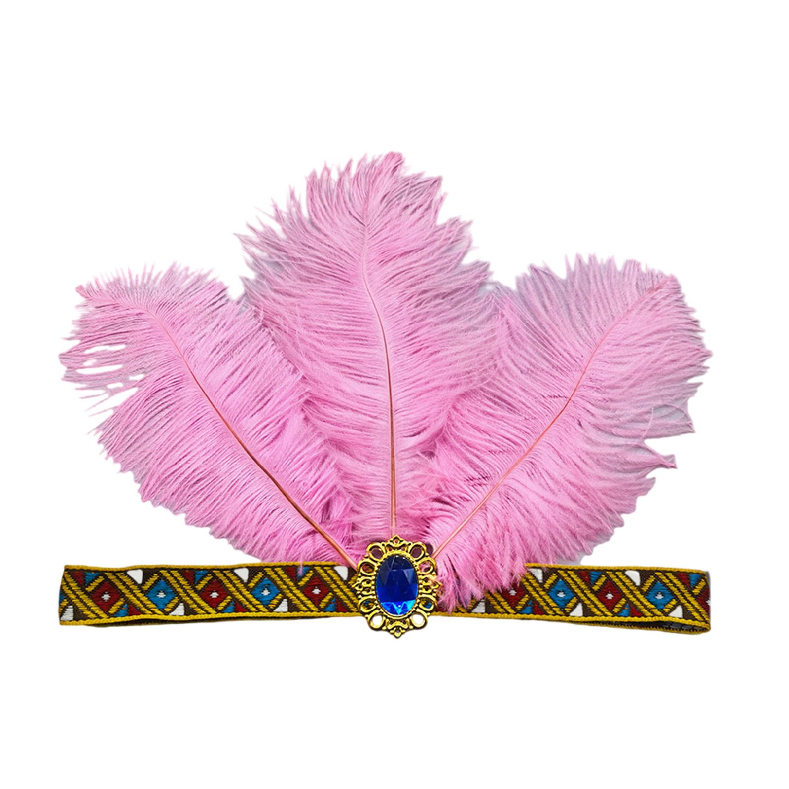 

Feather Headbands Cosplay Handmade Hair Accessories for Women Masquerade Headpiece Mardi Gras Art Decors рожевий
