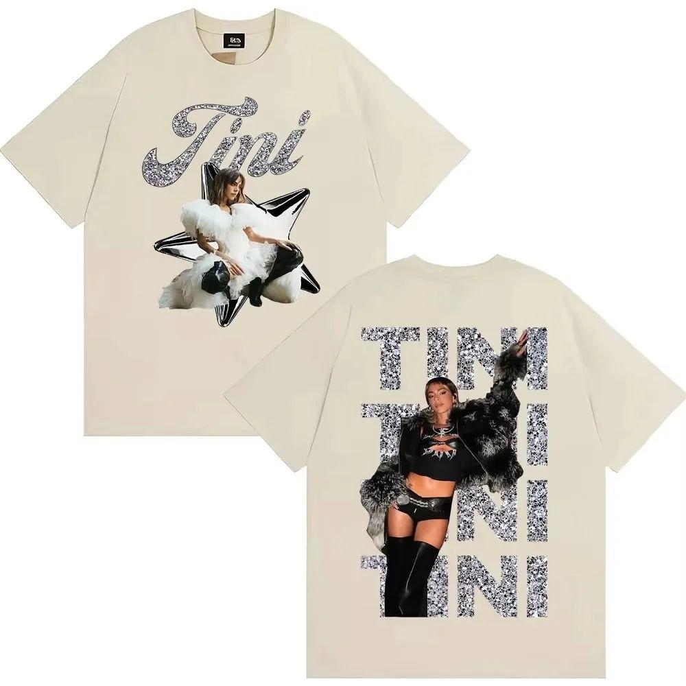 Hip Hop T Shirt Singer Tini Stoessel Album Double Sided Print Tops Fashion Aesthetic Vintage Tshirt Cotton Oversized Tshirts