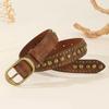 Ladies' Fashionable and Versatile Casual Jeans with Rivet Waistband Narrow Alloy Needle Buckle Retro and Trendy Belt