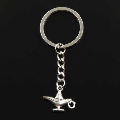 Módní 30mm přívěsek na klíče Kovový přívěsek na klíče Klíčenka Šperky Starožitná pokovovaná kouzelná lampa Genie 22x18mm Přívěsek