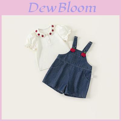 Sommer-Denim-Set für Kinder mit besticktem Puppenkragen und kurzen Ärmeln für Mädchen im Alter von 3 bis 8 Jahren