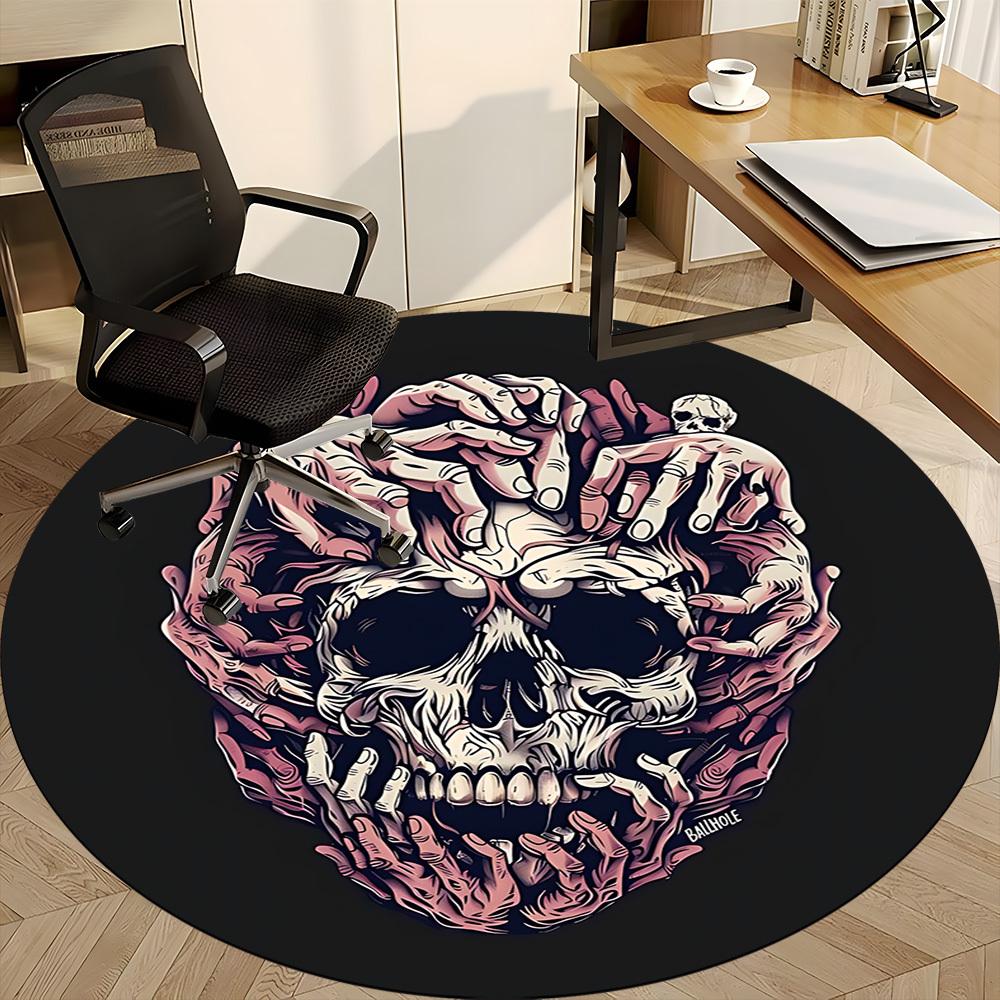 1PC Skull Hands Office Round Area Rug,  Mat Suitable ForOffice, Under Office Chairs Bedroom Living Room Home Decor, Room Deco