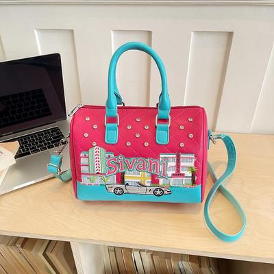 Borsa Boston con Ricamo, Borsa a Spalla Singola Crossbody di Alta Gamma