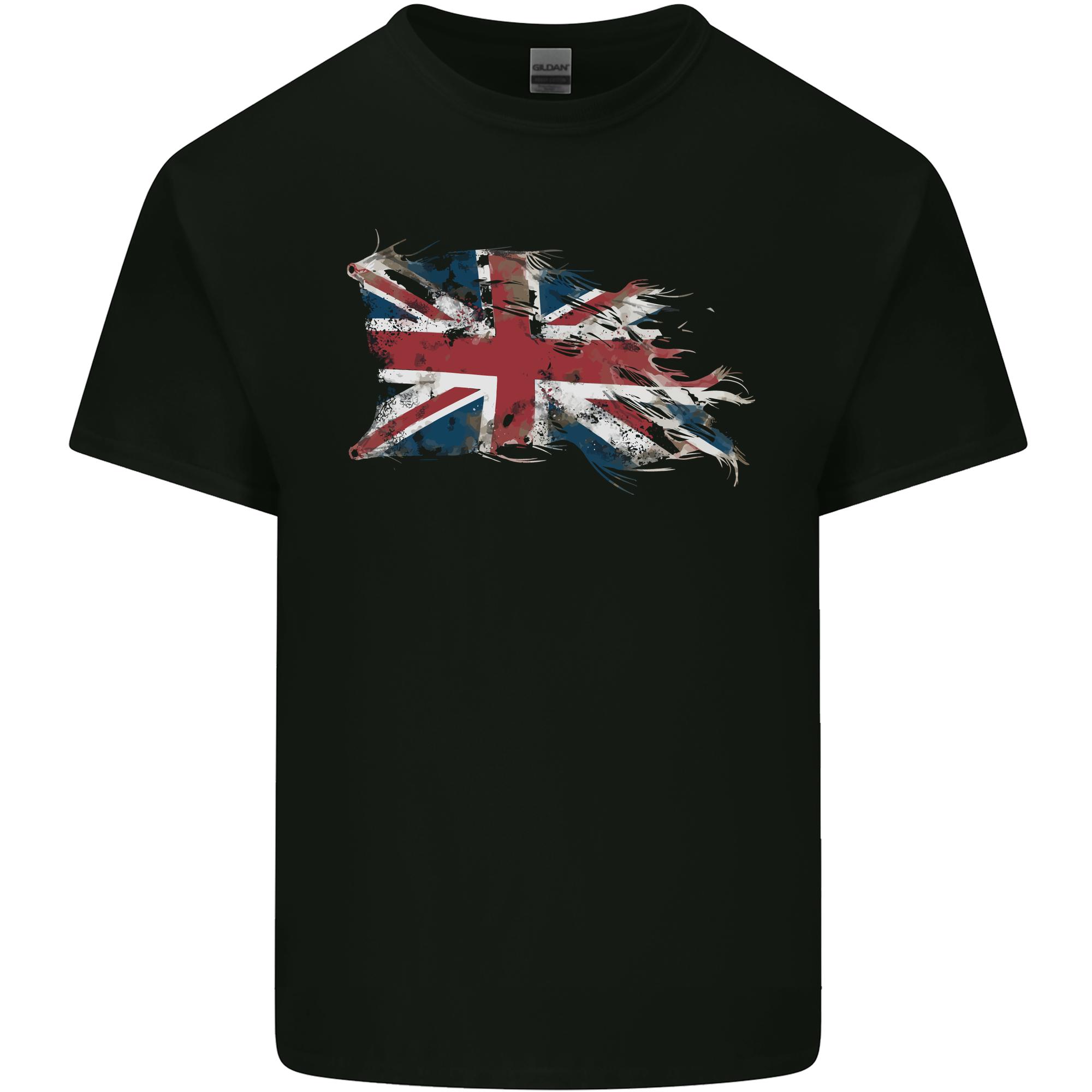 Distressed Union Jack Flag GB British Unisexs Light Cotton TShirt S