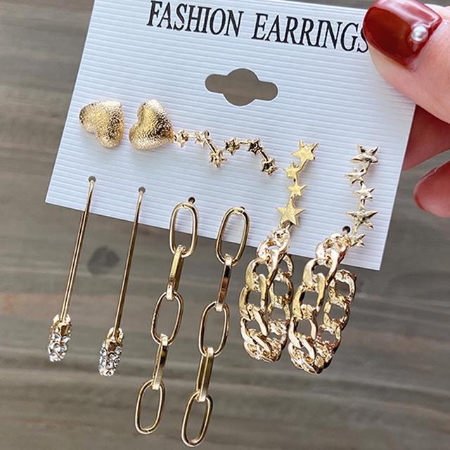 IF ME Fashion Butterfly Gold Earring Set Retro Pearl Pendant Stud Earrings Women Jewelry Accessories