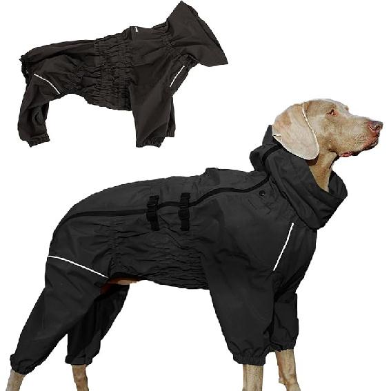 Small Medium Large Dog Raincoat, Waterproof Dogs Rain Jacket, Puppy Side Zipper Reflective Strip Leash Holes Elastic Raincoats