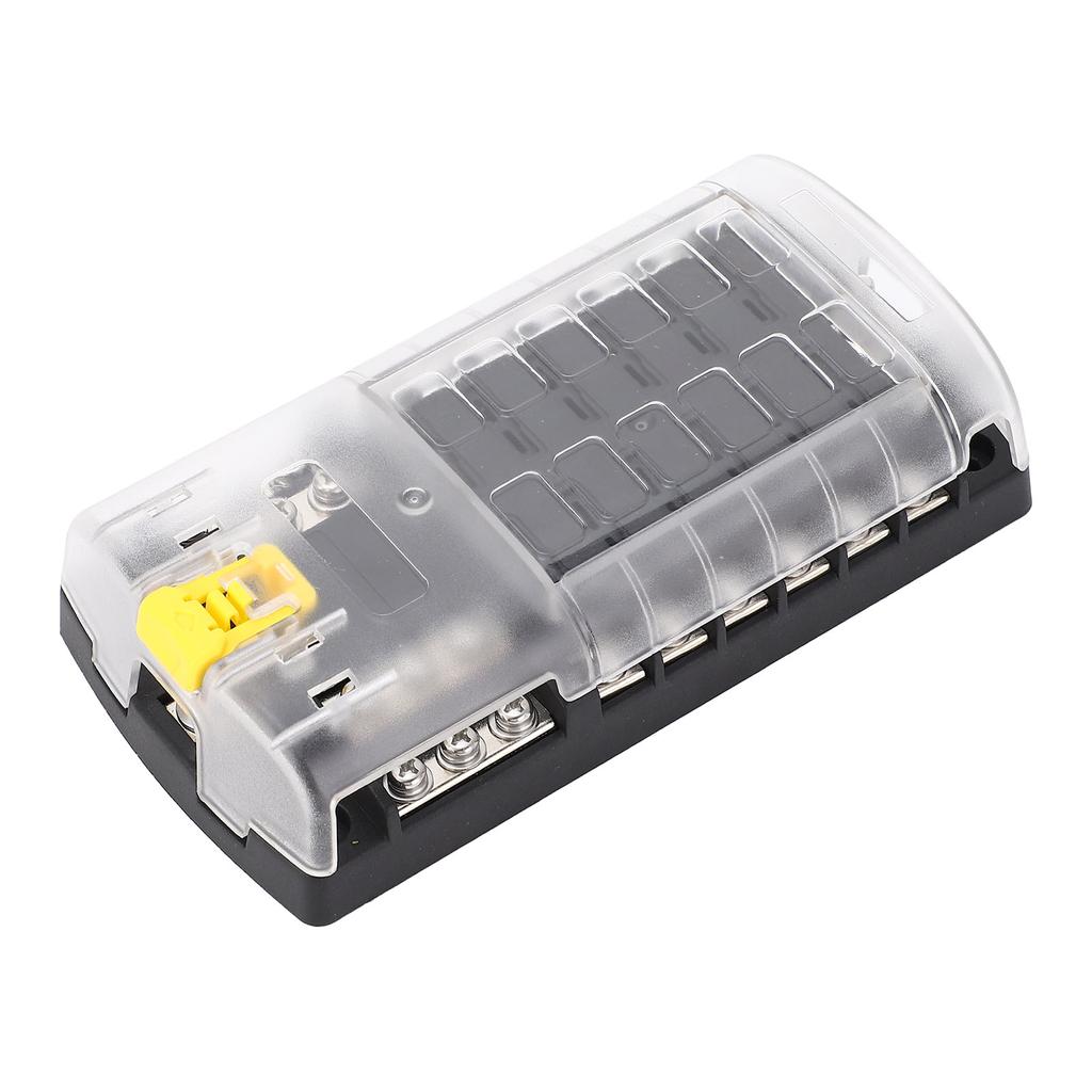 ST Blade Fuse Block 12 Circuit ATO Fuse Box with Ground Safety Lock Buckle 5A 10A 15A 20A Fuses 32V