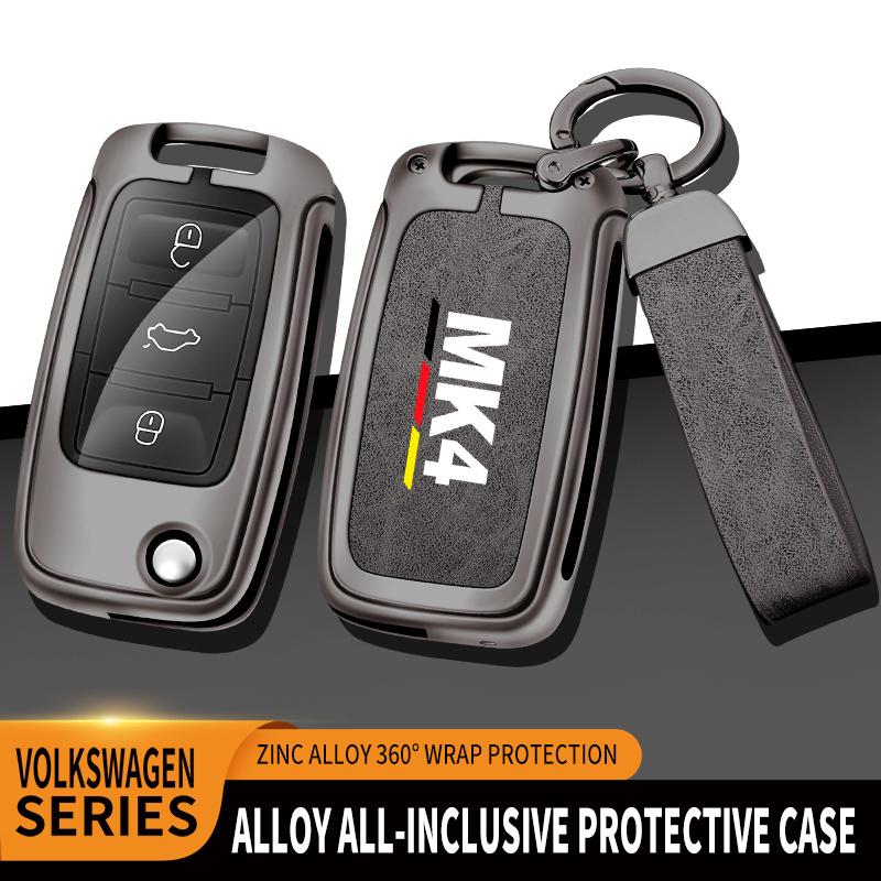 Auto TPU Zinc Alloy Key Case Bag For VW Volkswagen GOLF 4 MK4 Car Key Chain Car Metal Key Shell Interior Decoration Accessories