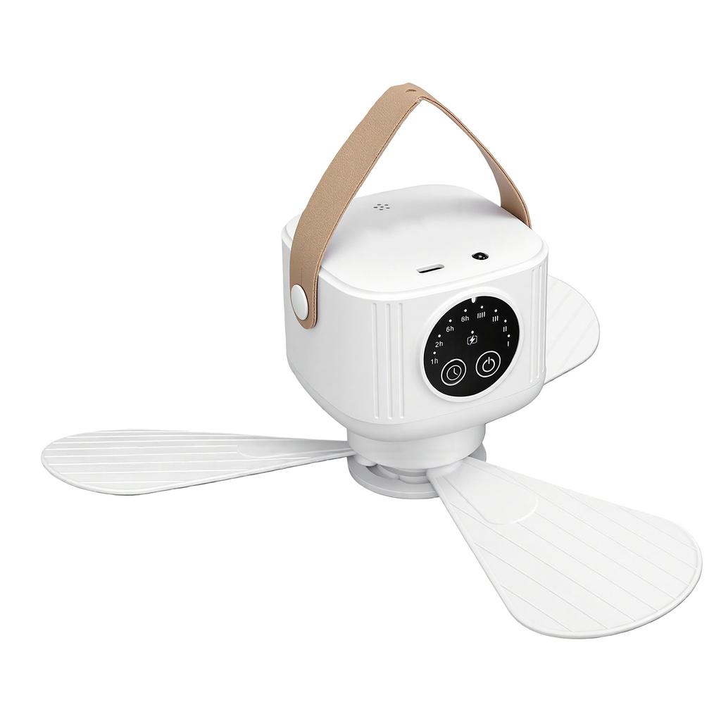 Ceiling Fan Portable Camping Fan with LED Light USB Rechargeable Battery Operated Support Hanging and Remote Control