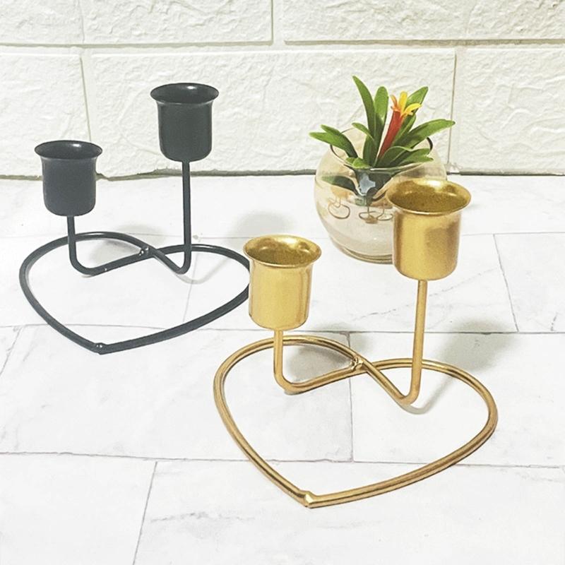 Iron Candle Holder Metal Candlestick Candle Holder Christmas Decors 1PC Heart shaped