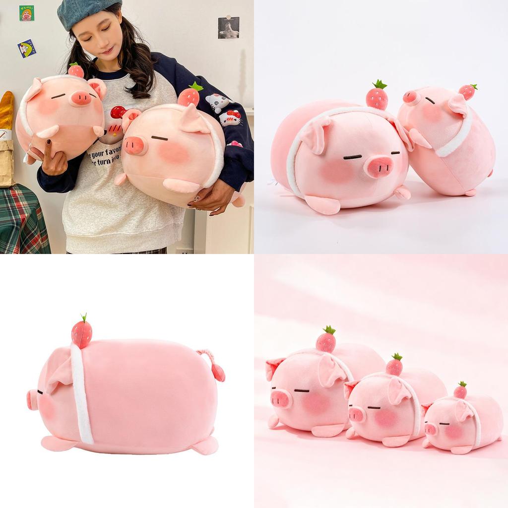 Cute Strawberry Pig Plush Pillow Soft Stuffed Animal For Kids And Teens
