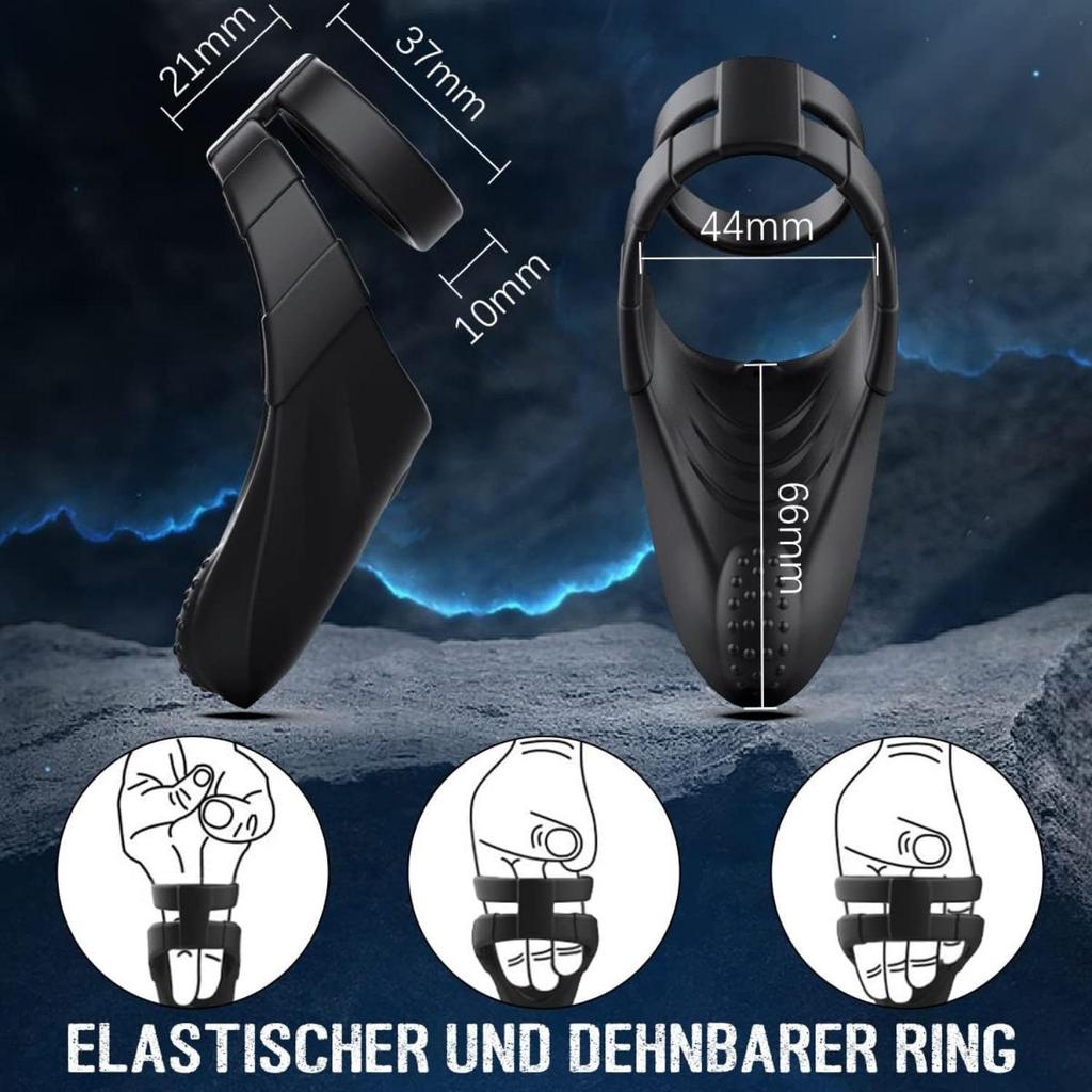 Doppelring Vibrations-Cockring Ejakulationsverzögerung Penisring für Männer Perineum-Stimulator Sexspielzeug für Paare Spiel