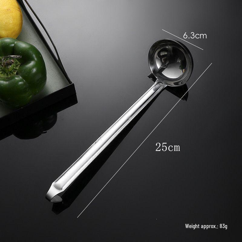 Stainless Steel Ladle with Hook - Thick Long Handle for Stirring and Hanging