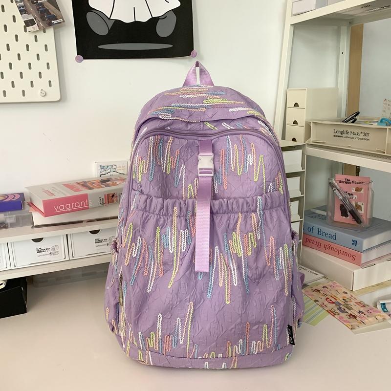 Junior High School Schoolbag Colorful Embroidery Women's Large Capacity Backpack Student Backpack