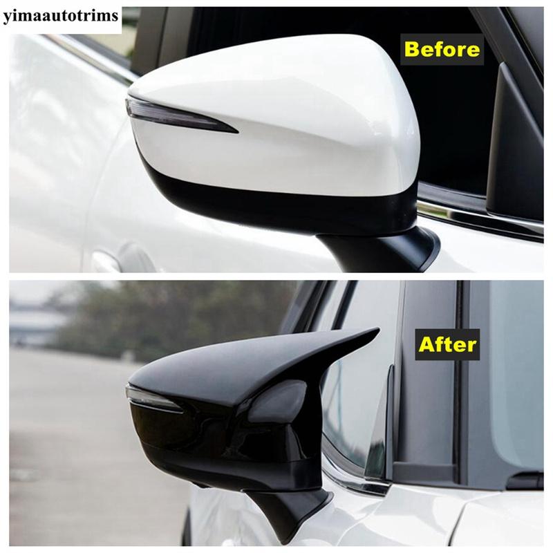 Rearview Mirror Cap Shell Decoration Cover Trim For Mazda CX-3 2015 -2018 / CX-5 2015 2016 Black Ox Horn Blade Style Accessories