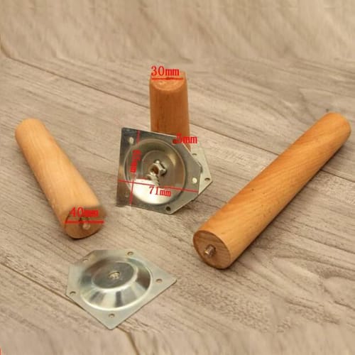 Fegson Solid Beech Furniture Legs, Set of 4, 200kg Weight Capacity, Table Legs, Sofa Legs, DIY, with Installation Kit, Natural Scandinavian Style, Off